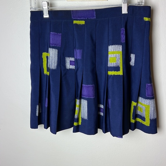 Vintage 90's Tennis Skirt Size S Navy Blue Op Art Print - Picture 2 of 7